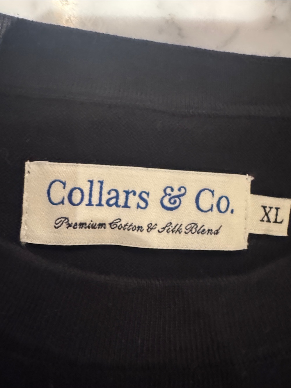 Collar & Co. | Men’s XL | Lucca Lux Touch Cotton and Silk T-Shirt Navy Blue NWOT - Picture 4 of 4